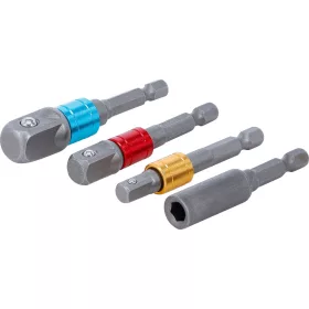 BGS adapterkészlet fúrógépekhez: 6,3(1/4"),10(3/8"),12,5(1/2"); belső 6,3(1/4") 4 db