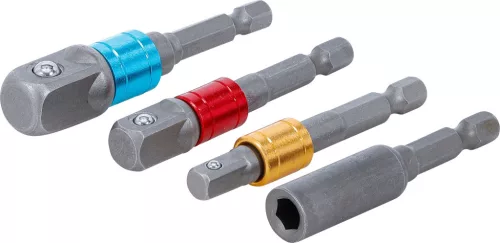 BGS adapterkészlet fúrógépekhez: 6,3(1/4"),10(3/8"),12,5(1/2"); belső 6,3(1/4") 4 db