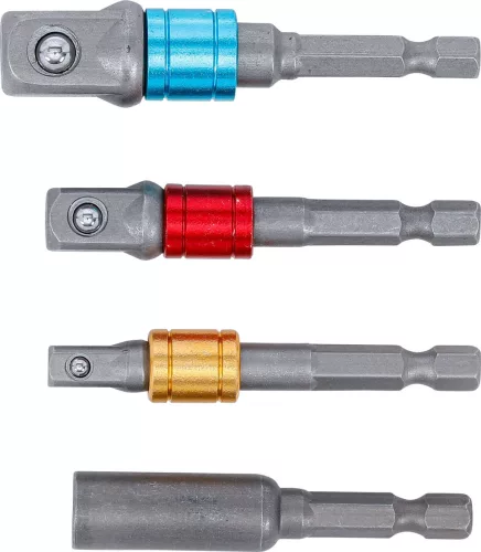 BGS adapterkészlet fúrógépekhez: 6,3(1/4"),10(3/8"),12,5(1/2"); belső 6,3(1/4") 4 db