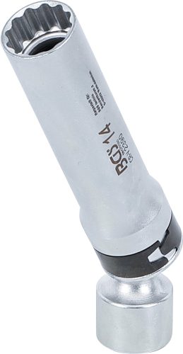 BGS gyújtógyertya csuklós toldat, tizenkétszögletű, tartórugóval 10 mm (3/8") 14 mm