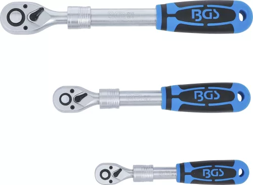 BGS racsnis kulcs készlet kihúzható 6,3mm (1/4") - 10mm (3/8") - 12,5mm (1/2") 3 darabos
