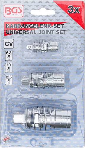 BGS kardáncsukló készlet rugóval 6,3 mm (1/4") / 10 mm (3/8") / 12,5 mm (1/2") 3 darabos