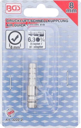 BGS levegős gyorscsatlakozó 8mm tömlőcsatlakozóval