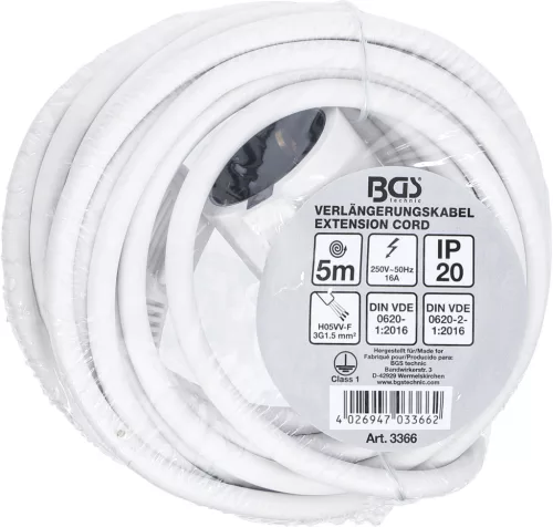 BGS hosszabbítókábel 5 m 3 x 1,5 mm² IP 20
