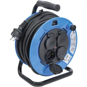 BGS kábeldob 25 m 3 x 1,5 mm² 4 csatlakozóaljzat zárósapkával IP 44 3500 W