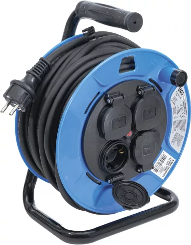 BGS kábeldob 25 m 3 x 1,5 mm² 4 csatlakozóaljzat zárósapkával IP 44 3500 W