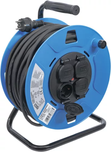 BGS kábeldob 50 m 3 x 1,5 mm² 4 csatlakozóaljzat zárósapkával IP 44 3500 W