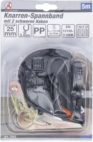 BGS racsnis rakományrögzítő 2 nehéz horoggal 5 m x 24 mm