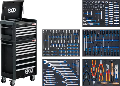 BGS profi Standard Maxi műhelykocsi 12 fiók 263 szerszámmal