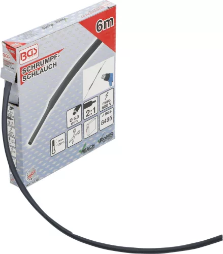 BGS zsugortömlő-doboz fekete Ø 5 mm 6 m
