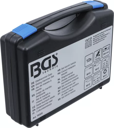 BGS csúszó kalapács készlet menetes adapterekkel 12 darabos