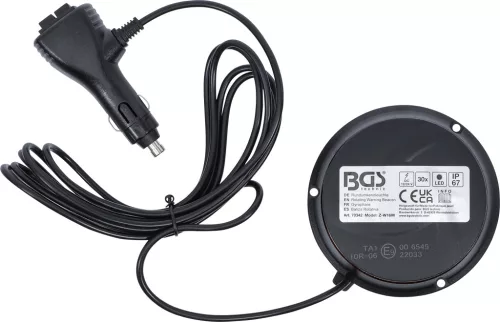 BGS forgó jelzőfény| sárga mágnessel 12 V / 24 V Ø 130 mm