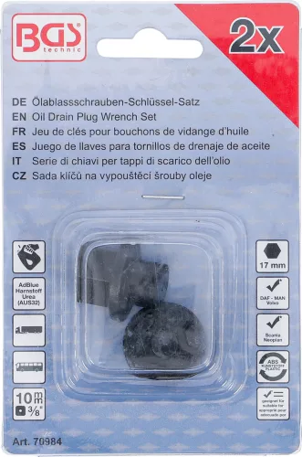 BGS kulcskészlet olajleeresztő csavarokhoz DAF, MAN, Volvo, Scania, Neoplan modellekhez 2 darabos