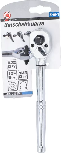 BGS racsnis kulcs tömör acél finomfogazású 3-az-1-ben 6,3 mm(1/4") / 10 mm (3/8") / 12,5 mm (1/2")