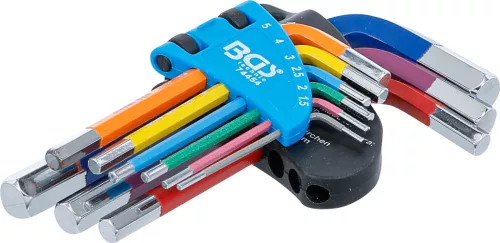 BGS derékszögű kulcs készlet több színű rövid belső hatszögletű 1,5 - 10 mm 9 darabos