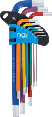 BGS derékszögű kulcs készlet több színű belső hatszögletű 1,5 - 10 mm 9 darabos