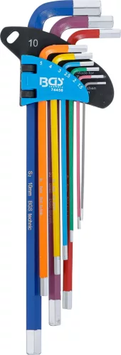 BGS derékszögű kulcs készlet több színű extra hosszú belső hatszögletű 1,5 - 10 mm 9 darabos