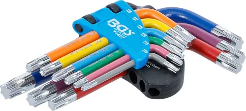BGS derékszögű kulcs készlet több színű rövid T-profil (Torx) T10 - T50 9 darabos