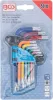 BGS derékszögű kulcs készlet több színű rövid T-profil (Torx) T10 - T50 9 darabos