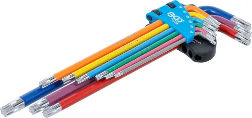 BGS derékszögű kulcs készlet több színű extra hosszú T-profil (Torx) T10 - T50 9 darabos