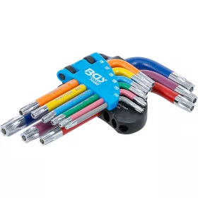 BGS derékszögű kulcs készlet több színű rövid T-profil (Torx) T10 furattal - T50 9 darabos