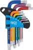 BGS derékszögű kulcs készlet több színű rövid T-profil (Torx) T10 furattal - T50 9 darabos
