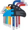 BGS derékszögű kulcs készlet több színű rövid T-profil (Torx) T10 furattal - T50 9 darabos