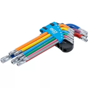 BGS derékszögű kulcs készlet több színű T-profil (Torx) T10 furattal - T50 9 darabos