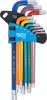 BGS derékszögű kulcs készlet több színű T-profil (Torx) T10 furattal - T50 9 darabos