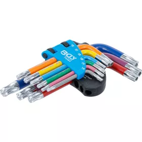 BGS derékszögű kulcskészlet, színes, T-profil (torx) furattal/gömbfejjel, T10-T50, 9 DB