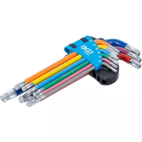 BGS derékszögű kulcs készlet több színű T-profil (Torx) furattal és gömbfejjel T10 - T50 9 darabos