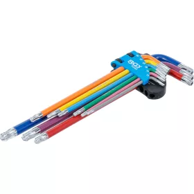 BGS derékszög kulcskészlet színes extra hosszú T-profil torx furattal, gömbfejes T10-T50 9db
