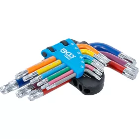 BGS derékszögű kulcs készlet több színű rövid T-profil (Torx) gömbfejes T10 - T50 9 darabos