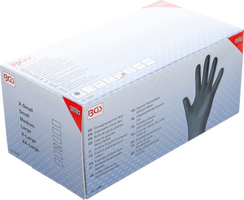 BGS egyszer használatos kesztyű doboz nitril extra tapadás L méret 100 db