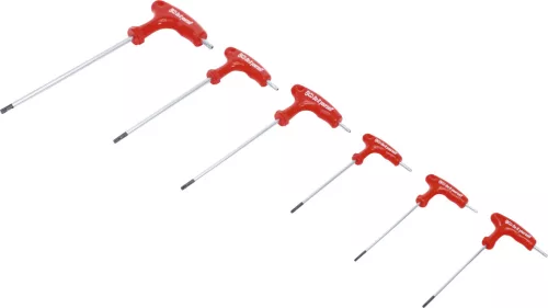 BGS csavarhúzó készlet T-fogantyúval és oldalpengével T-profil (Torx) furattal T10 - T40 6 darabos