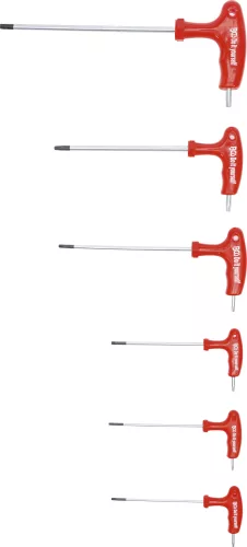 BGS csavarhúzó készlet T-fogantyúval és oldalpengével T-profil (Torx) furattal T10 - T40 6 darabos