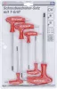 BGS csavarhúzó készlet T-fogantyúval és oldalpengével T-profil (Torx) furattal T10 - T40 6 darabos