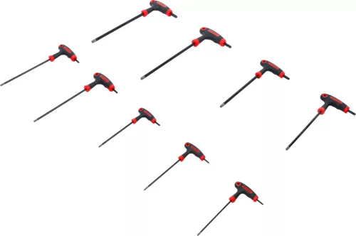 BGS csavarhúzó készlet T-fogantyúval és oldalpengével T-profil (Torx) furattal T10 - T50 9 darabos