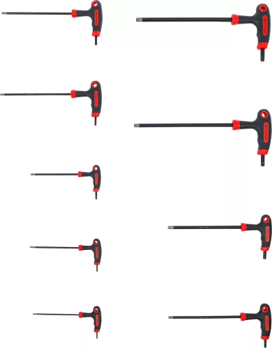 BGS csavarhúzó készlet T-fogantyúval és oldalpengével T-profil (Torx) furattal T10 - T50 9 darabos