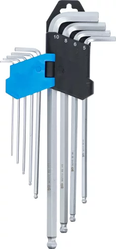 BGS derékszögű kulcs készlet extra hosszú belső hatszögletű / belső gömbfejes 1,5-10 mm 9 darabos