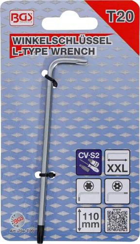 BGS derékszögű kulcs extra hosszú T-profil (Torx) T20