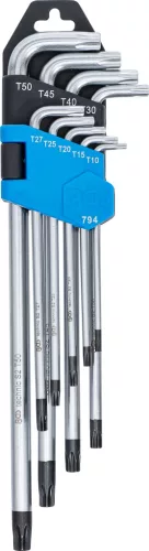BGS derékszögű kulcs készlet extra hosszú T-profil (Torx) furattal T10 - T50 9 darabos