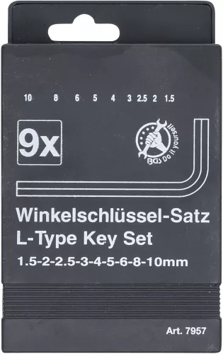 BGS derékszögű kulcs készlet belső hatszögletű 1,5 - 10 mm 9 darabos