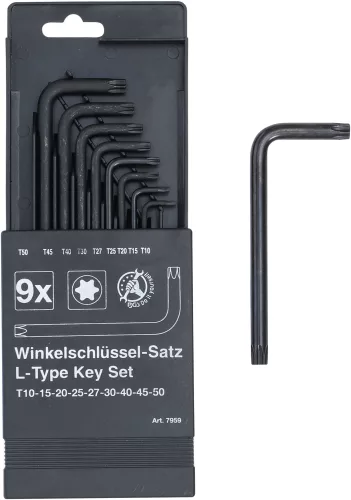 BGS derékszögű kulcs készlet T-profil (Torx) T10 - T50 9 darabos