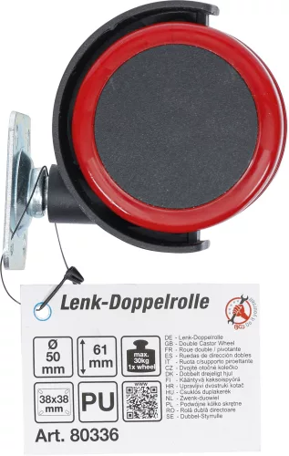 BGS csuklós duplakerék fekete/piros 50 mm