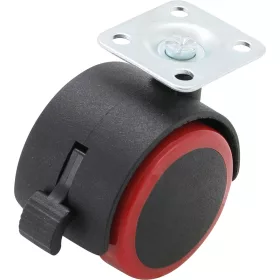 BGS csuklós duplakerék fékezhető fekete/piros 50 mm