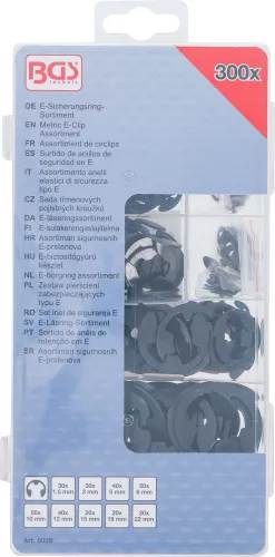 BGS e-biztosítógyűrű készlet 1,5 - 22 mm 300 darabos