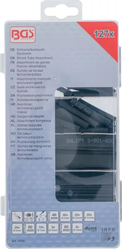 BGS zsugorcső készlet fekete 127 darabos