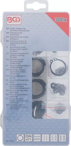 BGS külső seegergyűrű készlet Ø 3 - 32 mm 300 darabos