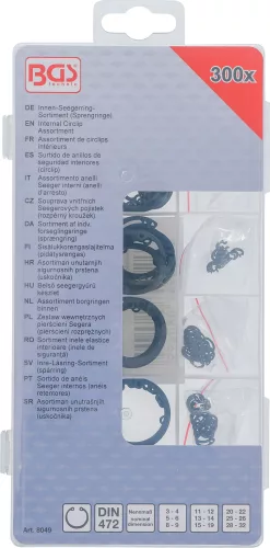 BGS belső seegergyűrű készlet Ø 3 - 32 mm 300 darabos